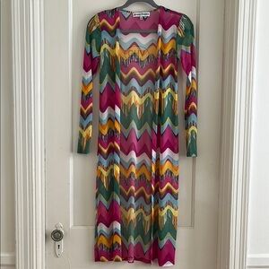 Colorful Mesh Lightweight Duster Long Cover-up Cardigan Bright Stretchy